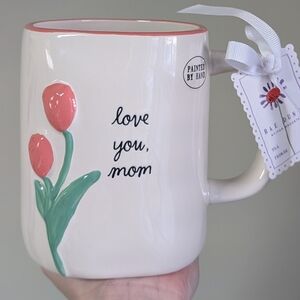 Rae Dunn LOVE YOU MOM Mug with Embossed Tulip Design 🌷 Mother's Day Collection